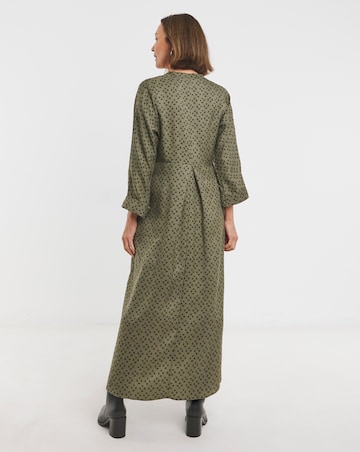 Collarless Placket Detail Smock Dress