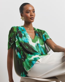 Joanna Hope Printed Pleated Blouse