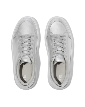 Fitflop Metallic Leather Trainers Silver - Standard Fit (D)
