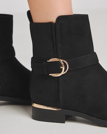 Heavenly Soles Indi Ankle Boots With Buckle Strap - Extra Wide Fit (EEE)