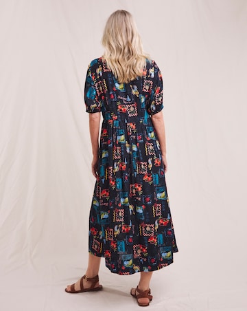 Julipa Printed Textured Crinkle Midi Dress