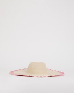 Wide Brim Raffia Edge Straw Hat