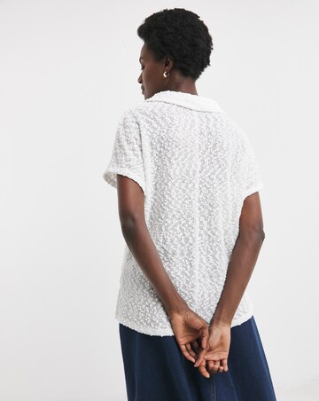 Popcorn Yarn Collared Top