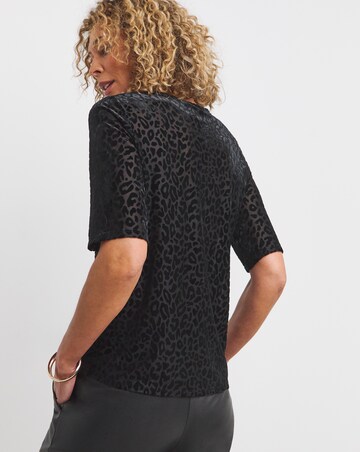 Animal Crew Neck Burn Out Animal Three Quarter Sleeve Top