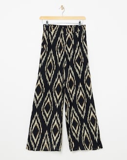 Printed Pull On Crinkle Palazzo Trousers