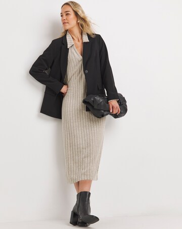 Collared Long Sleeve Rib Dress