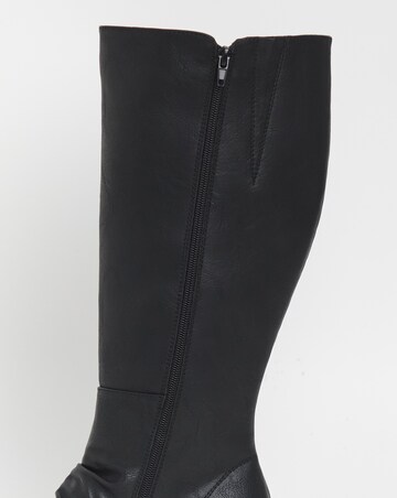 Cushion Walk Wedged Crepe Sole Knee High Boot EEE Fit Curvy Calf