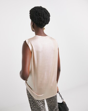 Champagne Crew Neck Foiled Tank