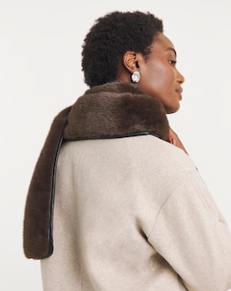 Faux Fur PU Trim Scarf