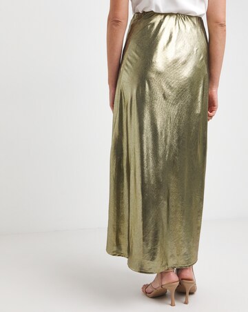 Gold Metallic Jersey Maxi Skirt