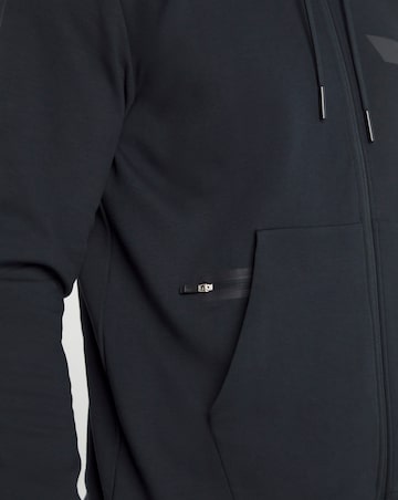 BOSS Navy Stripe Logo Zip Through Hoodie