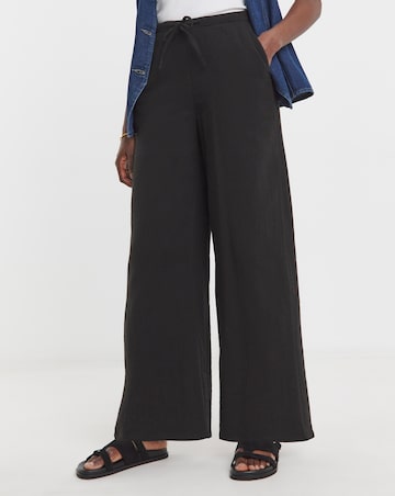 Pure Cotton Textured Pull On Wide Leg Trousers
