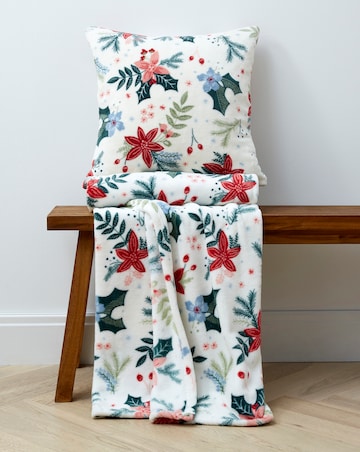 Noelle Christmas Floral Fleece Throw