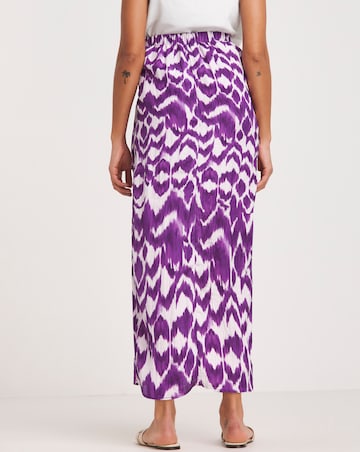 Purple Print Twist Wrap Midi Skirt