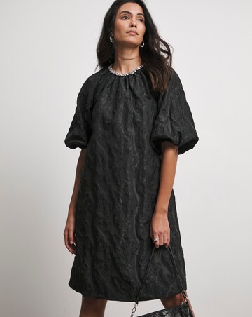 Joanna Hope Jacquard Shift Dress With Diamante Trim