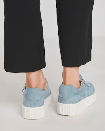 Quincy Side Zip Leather Trainer - Wide Fit (E)