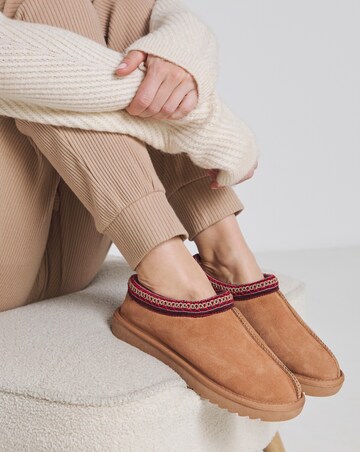 Reese Suede Embroidery Mule Slipper Extra Wide EEE Fit
