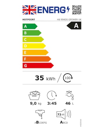 Hotpoint H899ADSGPOWERUK, 9kg, 1400rpm Washing Machine - Silver + Installation