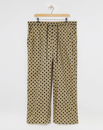 Natural Print Spun Viscose Pull On Wide Leg Trousers