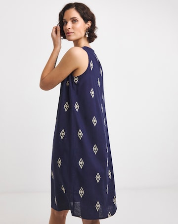 Linen Mix Sleeveless Shift Dress
