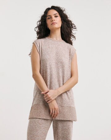 Sleeveless Crew Neck Cosy Longline Vest