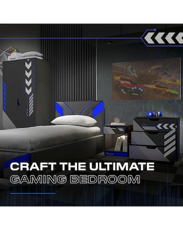 Octane Gaming Desk with Drawer Blue