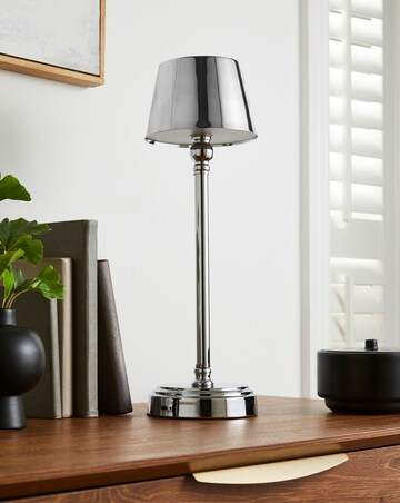 Isla Brushed Silver Wireless Rechargeable Table Lamp
