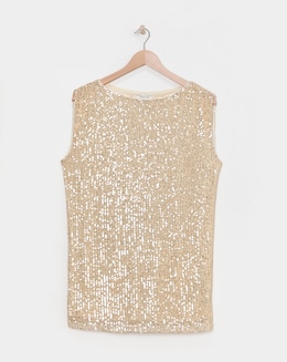 Gold Sequin Longline Tank Top