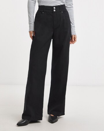 Black Elasticated Wide Leg Jeans