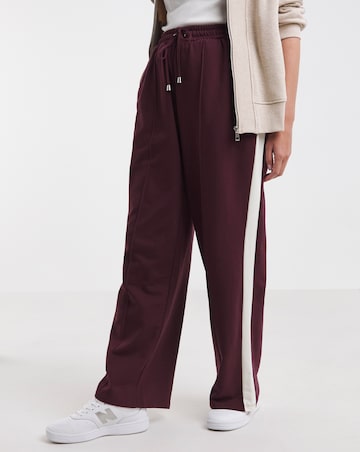 Burgundy Side Stripe Wide Leg Joggers