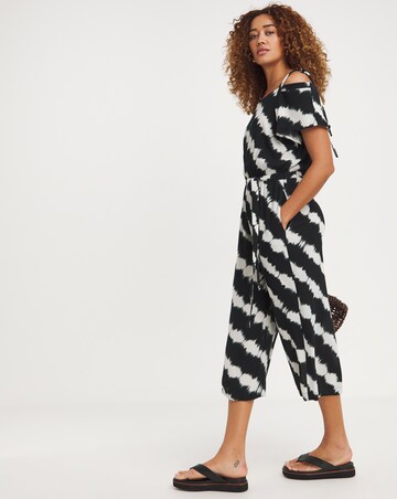 Printed Crinkle Tie Strap Jumpsuit
