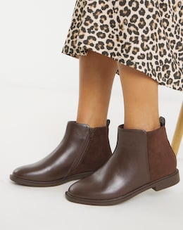 Ruth Classic Mixed Material Ankle Boots - Standard Fit (D)