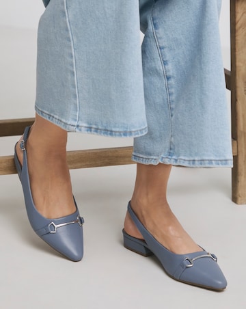 Sylvia Flat Slingback Shoes With Trim Detail - Extra Wide Fit (EEE)