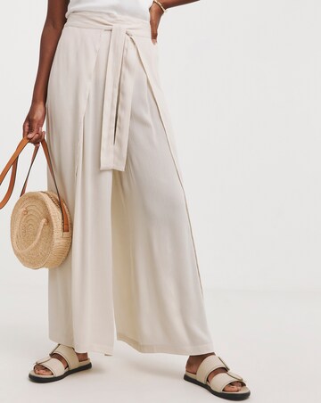 Cool Stone Crinkle Wide Leg Wrap Trousers