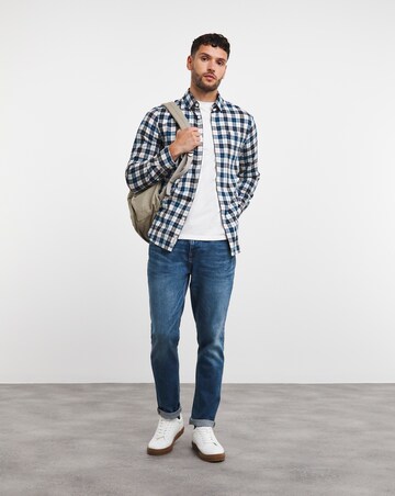 Original Penguin White And Blue Check Long Sleeve Shirt