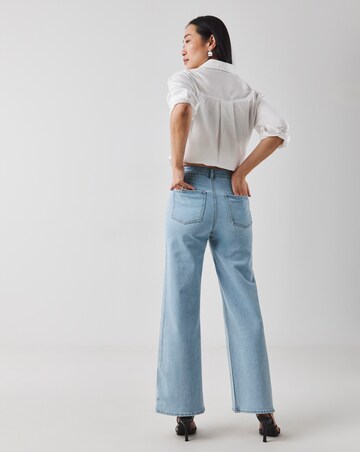 Mid Blue Embellished Wide Leg Jeans