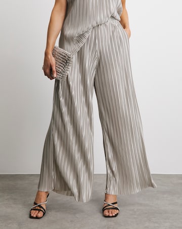 Joanna Hope Metallic Plisse Wide Leg Trousers