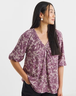 Collarless Button Through Blouse