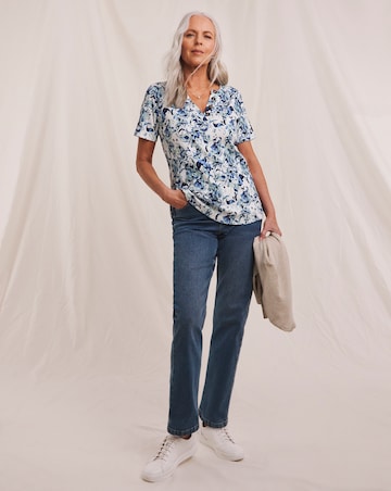 Julipa Printed Pure Cotton Henley Top