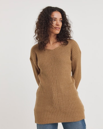 V Neck Ribbed Tunic
