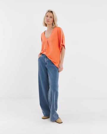 Split Sleeve V Neck Swing Top