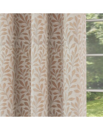 Sherwood Leaf Jacquard Lined Curtains - Natural