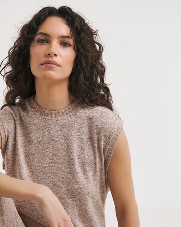 Sleeveless Crew Neck Cosy Longline Vest