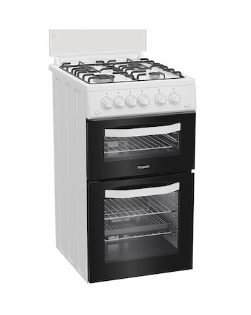 Hotpoint HDG5GCW 50cm Gas Double Cooker - White + installation