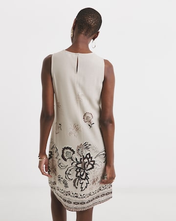 Linen Mix Sleeveless Shift Dress