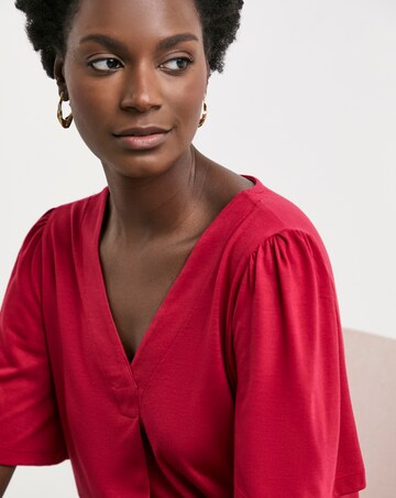 Rose Pink V Neck Angel Sleeve Top