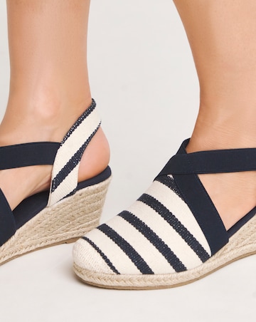 Cassie Crossover Elasticated Espadrille Sandals Wide E Fit
