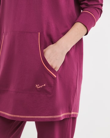 Joe Browns Jersey Longline Hoodie Plum