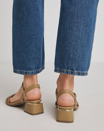 Lunar Woven Low Block Heel Sandals - Wide Fit (E)