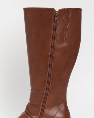 Cushion Walk Wedged Crepe Sole Knee High Boot EEE Fit Standard Calf